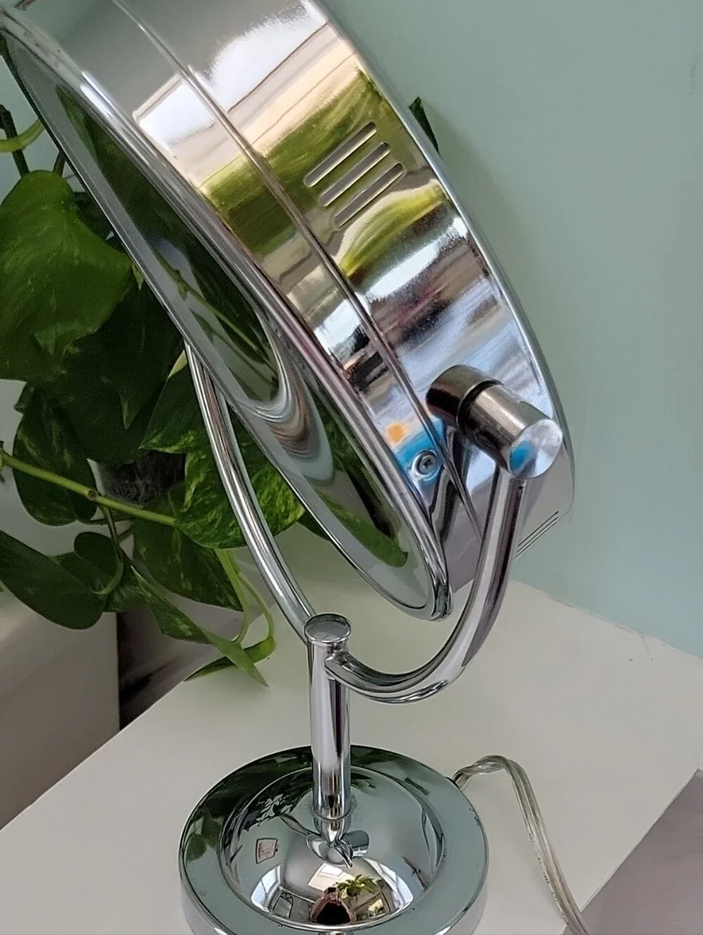 Chrome LED Lighted Makeup Mirror with Adjustable Tilt